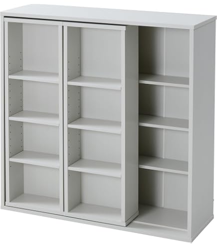 Amazon｜本棚 ダブルスライド 大容量 連結可能 幅90 奥行29 高さ92 cm